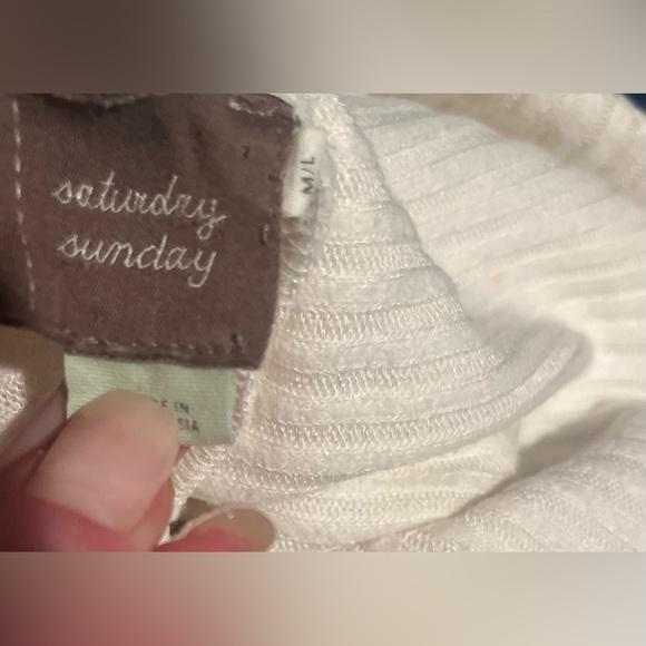 Anthropologie Saturday Sunday oversized white cream sweater large - Picture 3 of 3